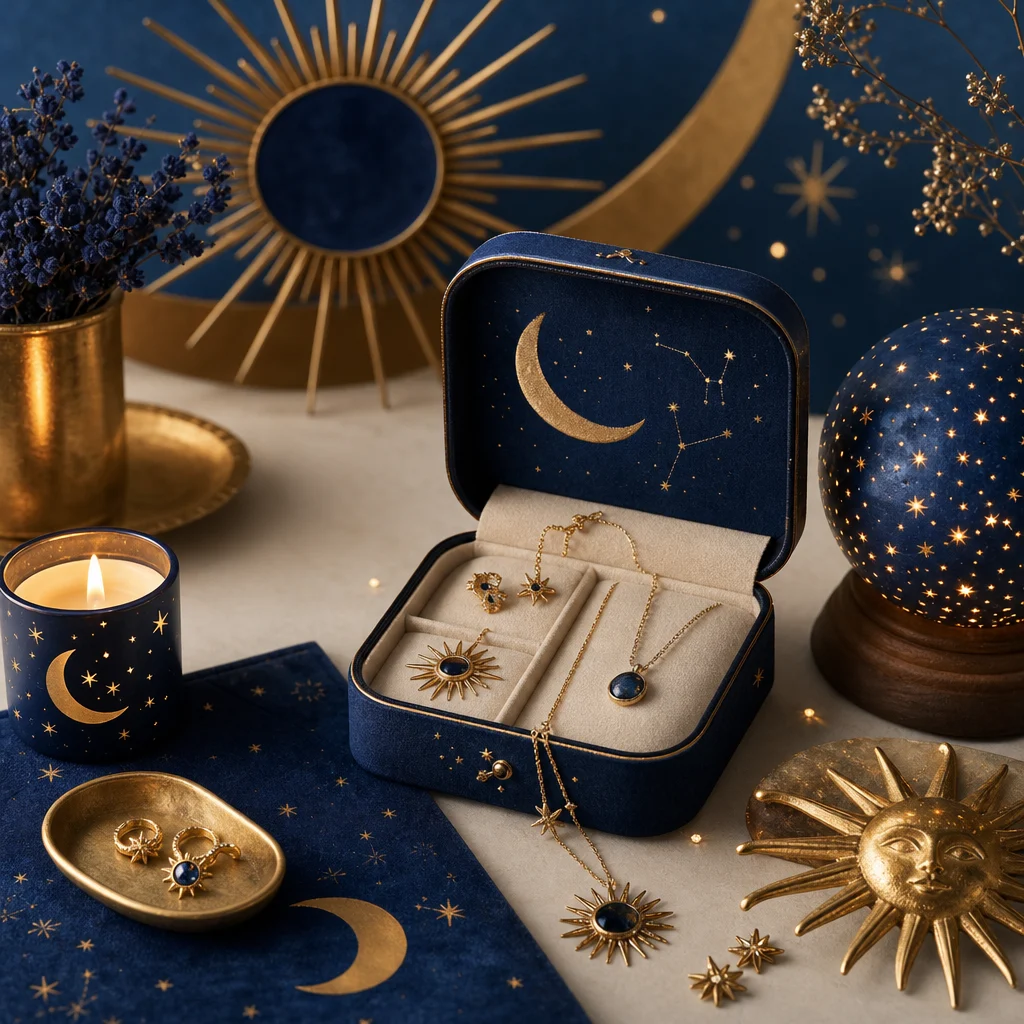 Mondschmuck und Sternschmuck als edles Geschenk-Arrangement – Sterniva