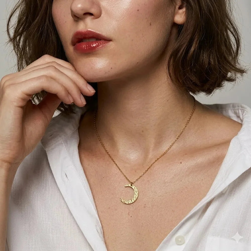14k Gold Moon Necklace