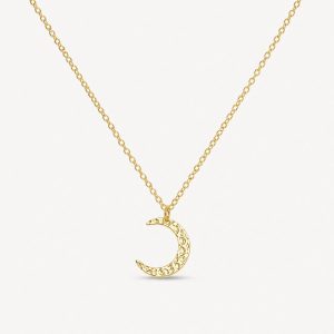 14k Gold Moon Necklace