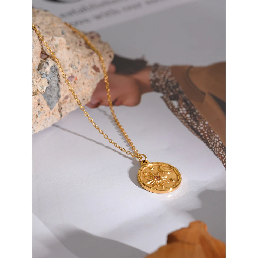 18k Gold Moon Necklace