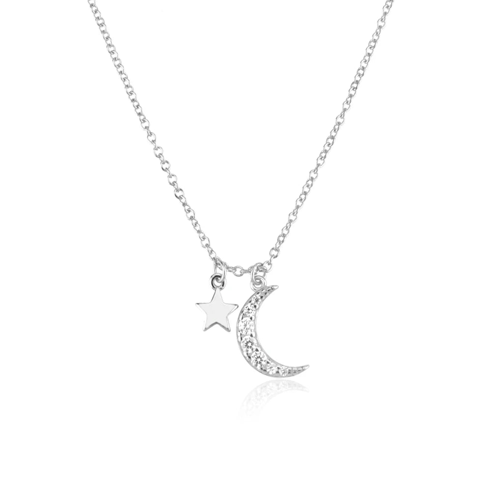 Metal Moon And Stars Necklace