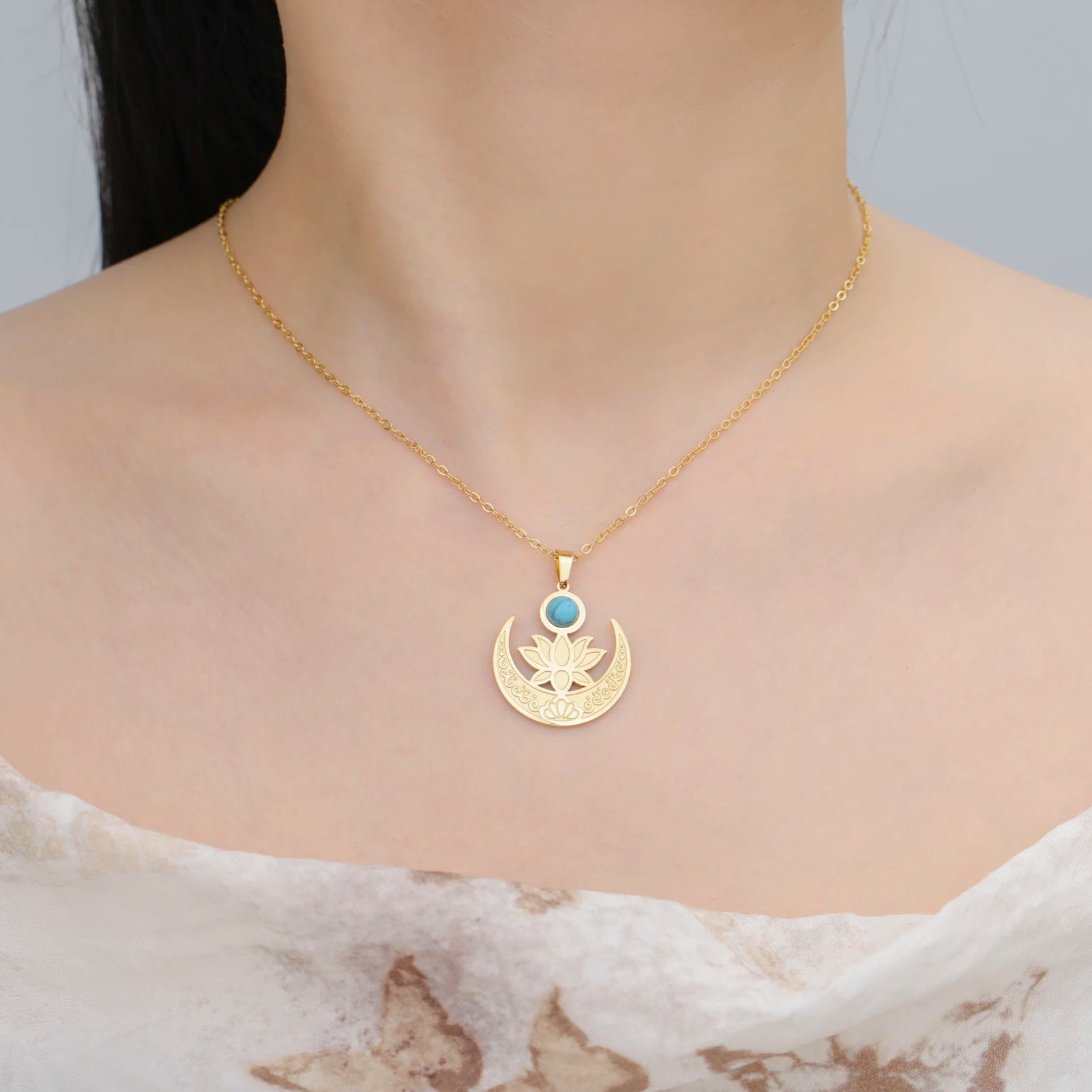 Crescent Moon Pendant Necklace