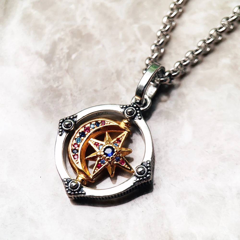 Crescent Moon Star Necklace