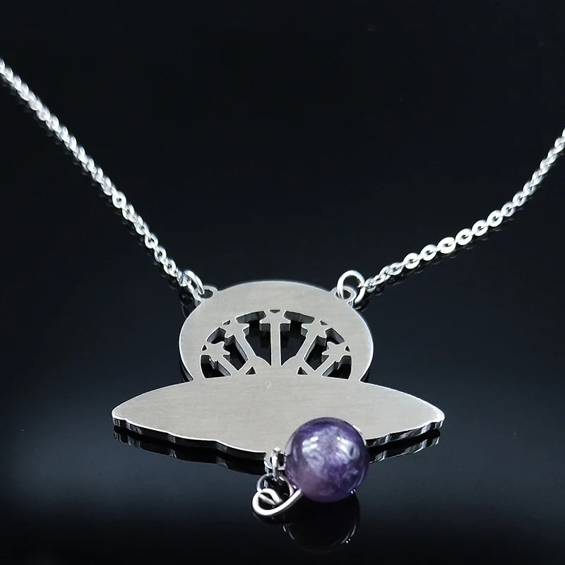 Moon Pendant Necklace Silver