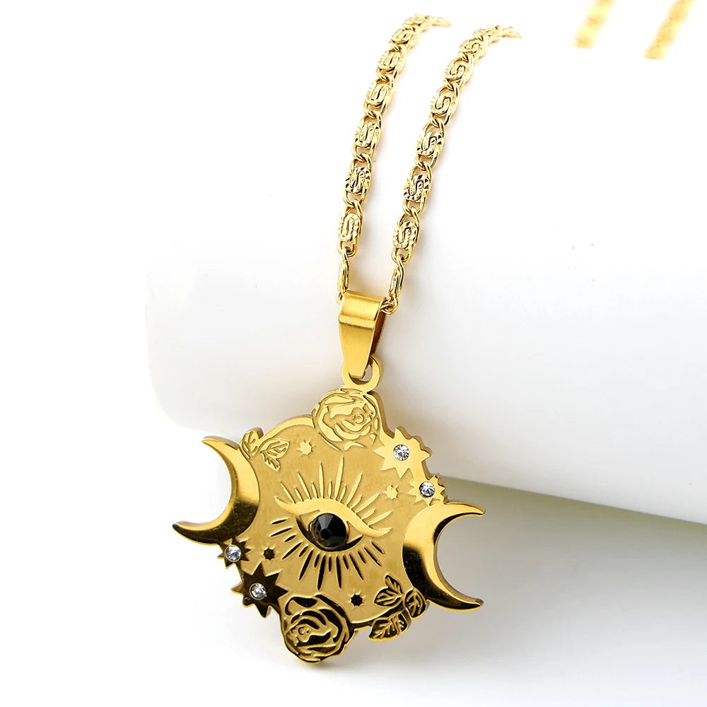 Moon Phase Necklace Gold