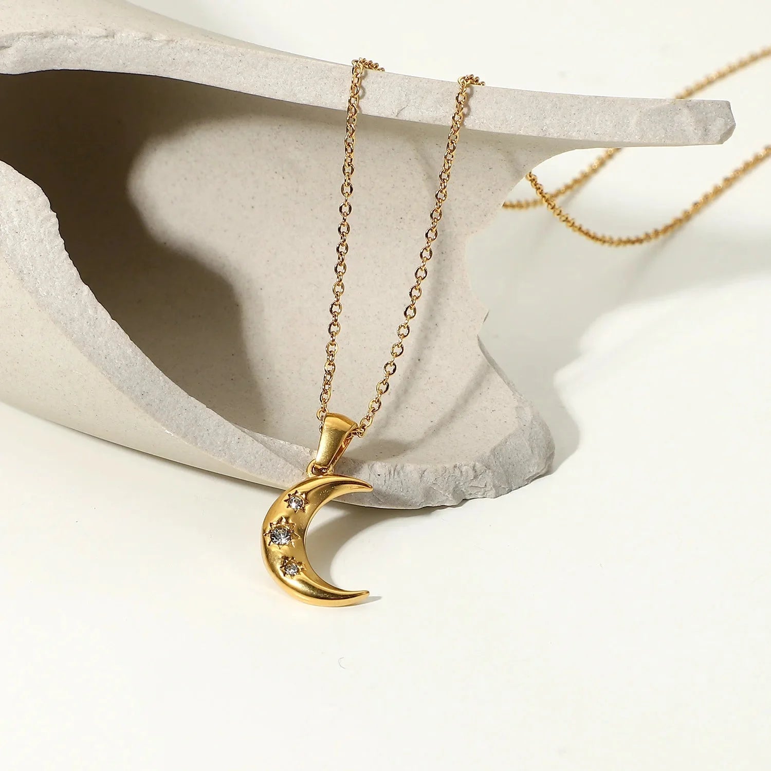 Crescent Moon Necklace Gold