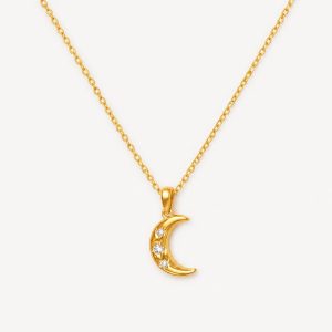 Crescent Moon Necklace Gold