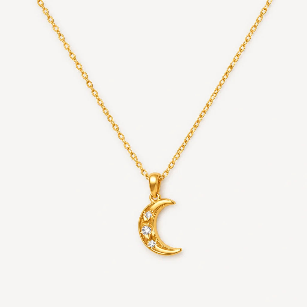 Crescent Moon Necklace Gold