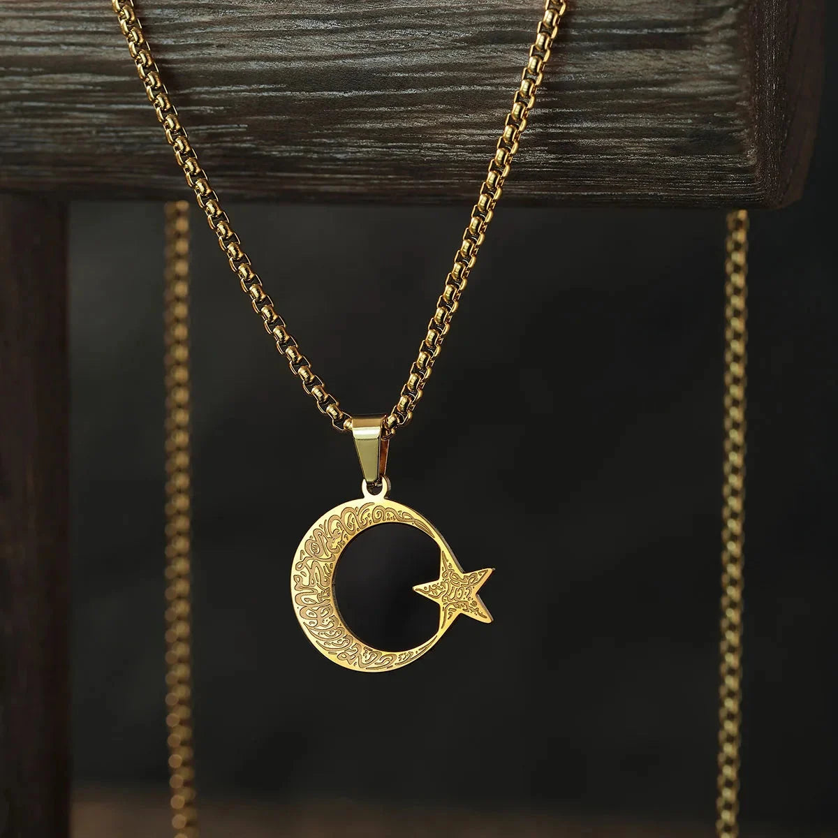 Crescent Moon Necklace With Star