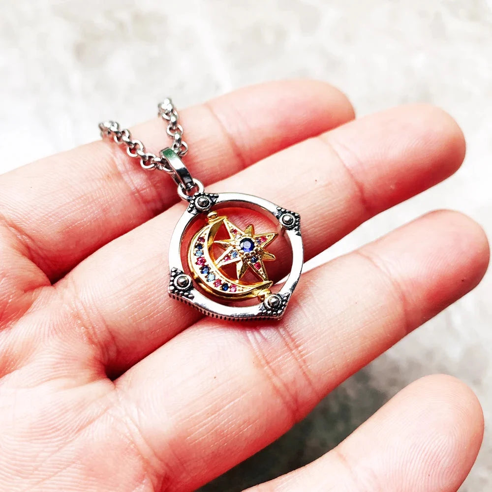 Crescent Moon Star Necklace