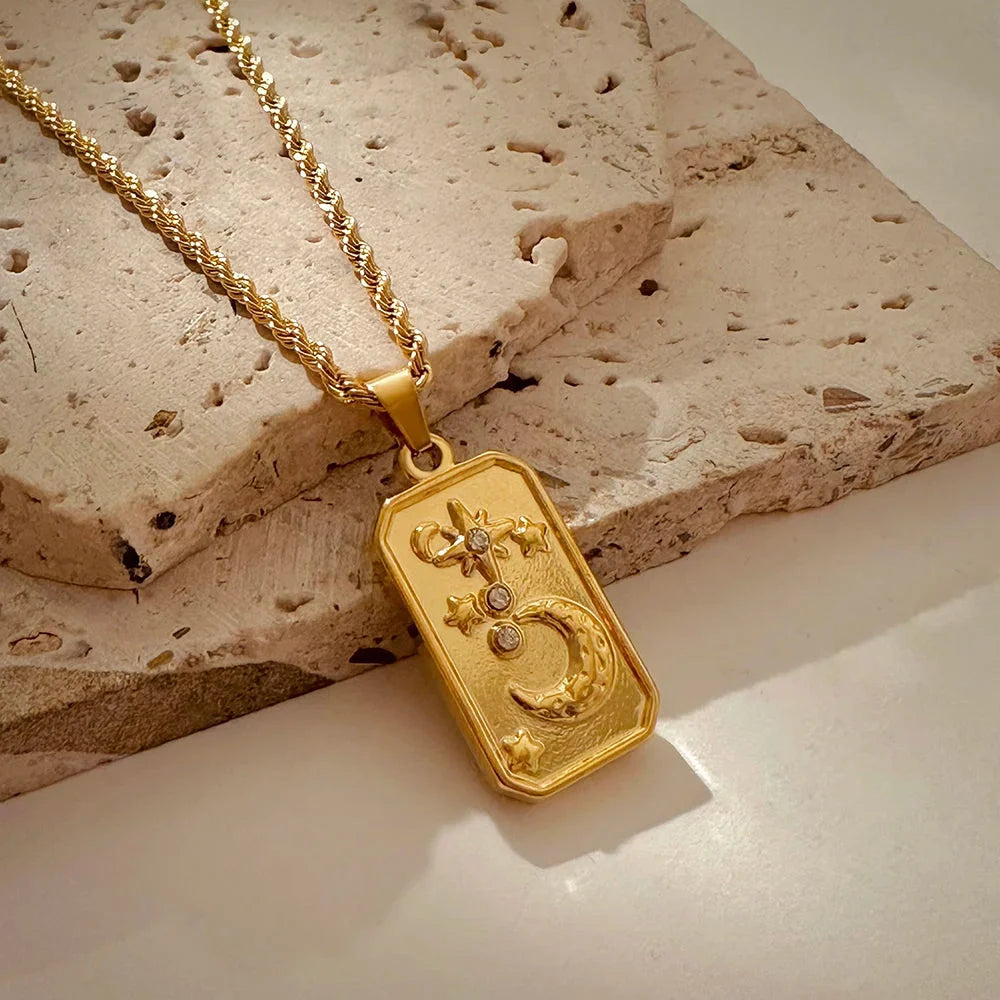 Gold Moon Star Necklace