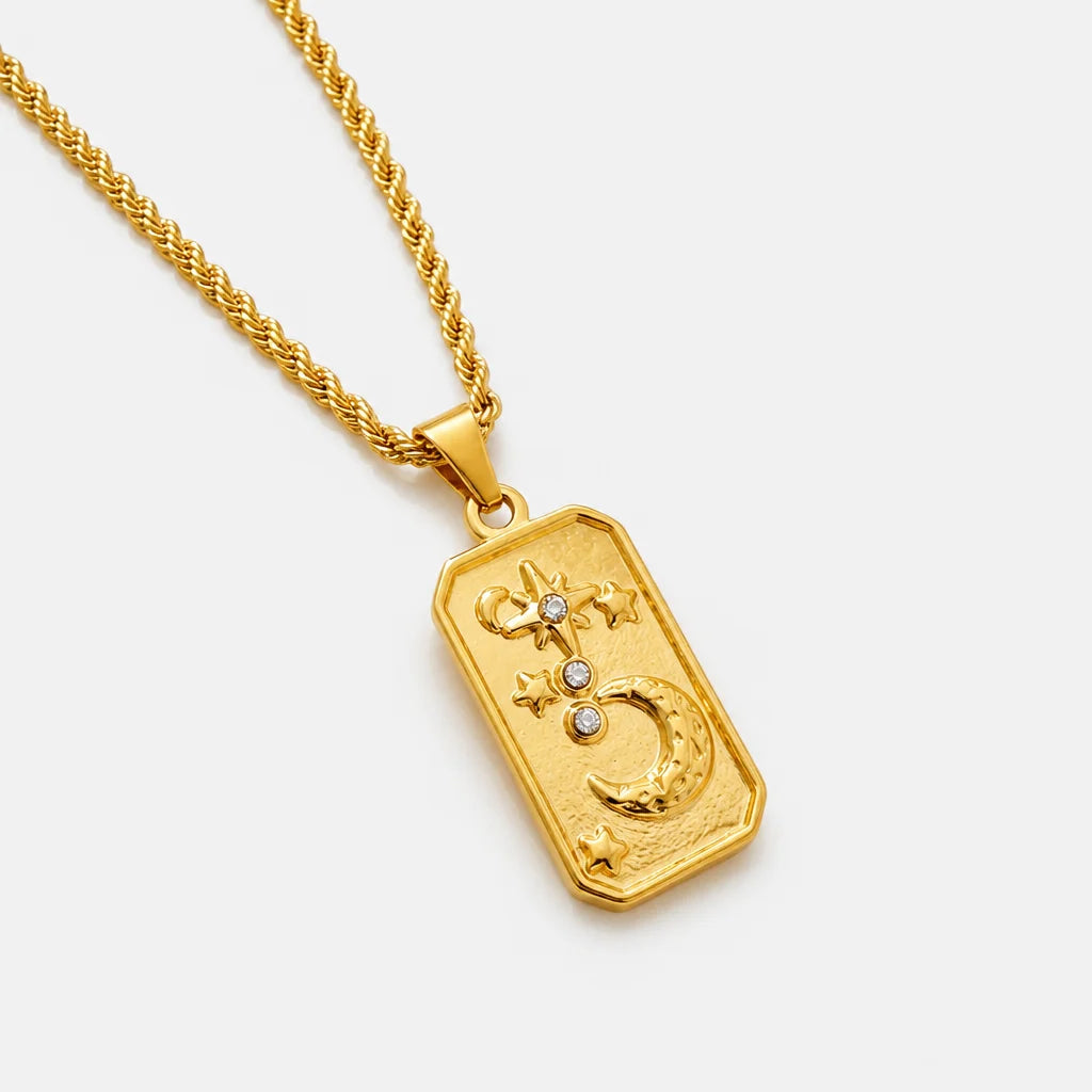Gold Moon Star Necklace