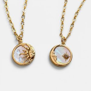 Gold Sun And Moon Necklace