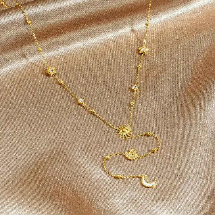 Kette Sonne Mond Sterne Silber
