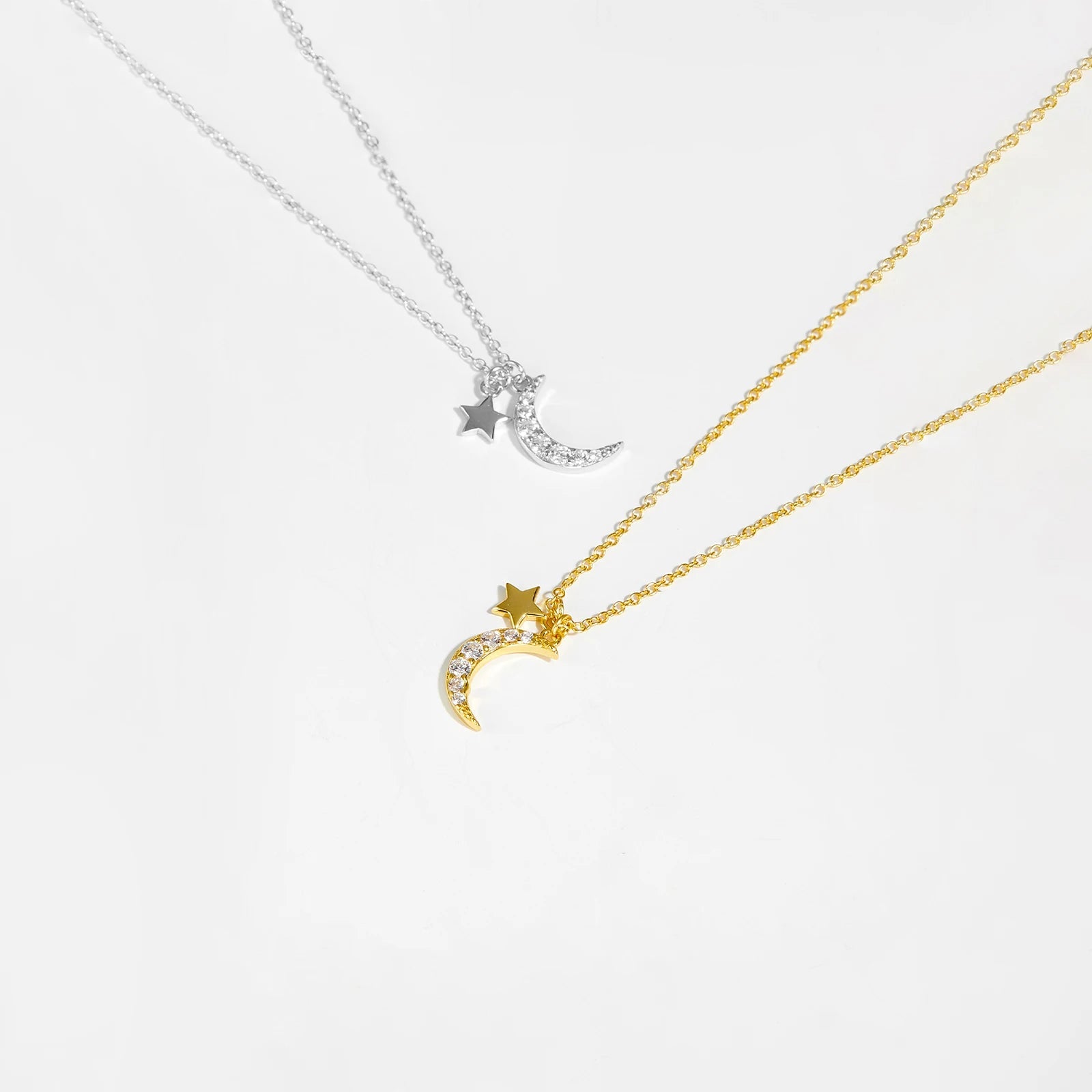 Metal Moon And Stars Necklace