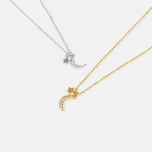 Metal Moon And Stars Necklace