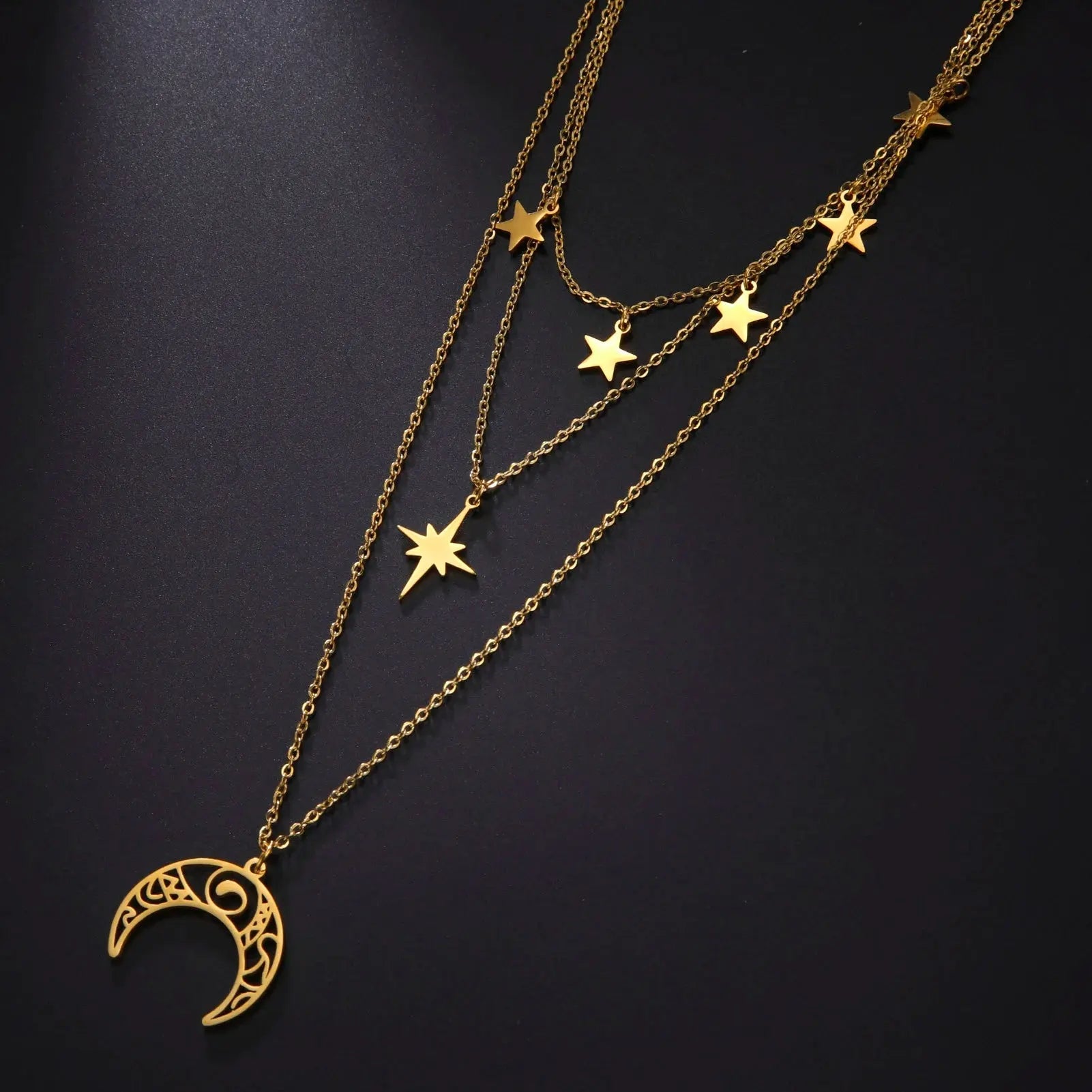 Moon And Star Layered Necklace