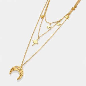 Moon And Star Layered Necklace