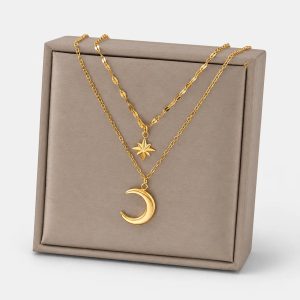 Moon And Star Necklace Gold