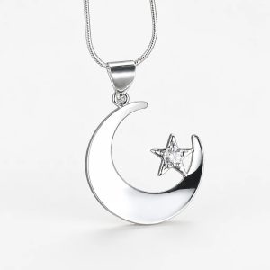 Moon And Star Necklace Silver