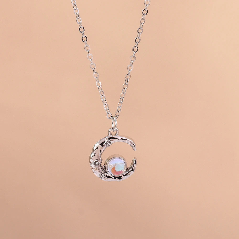 Moon Necklace With Crystal