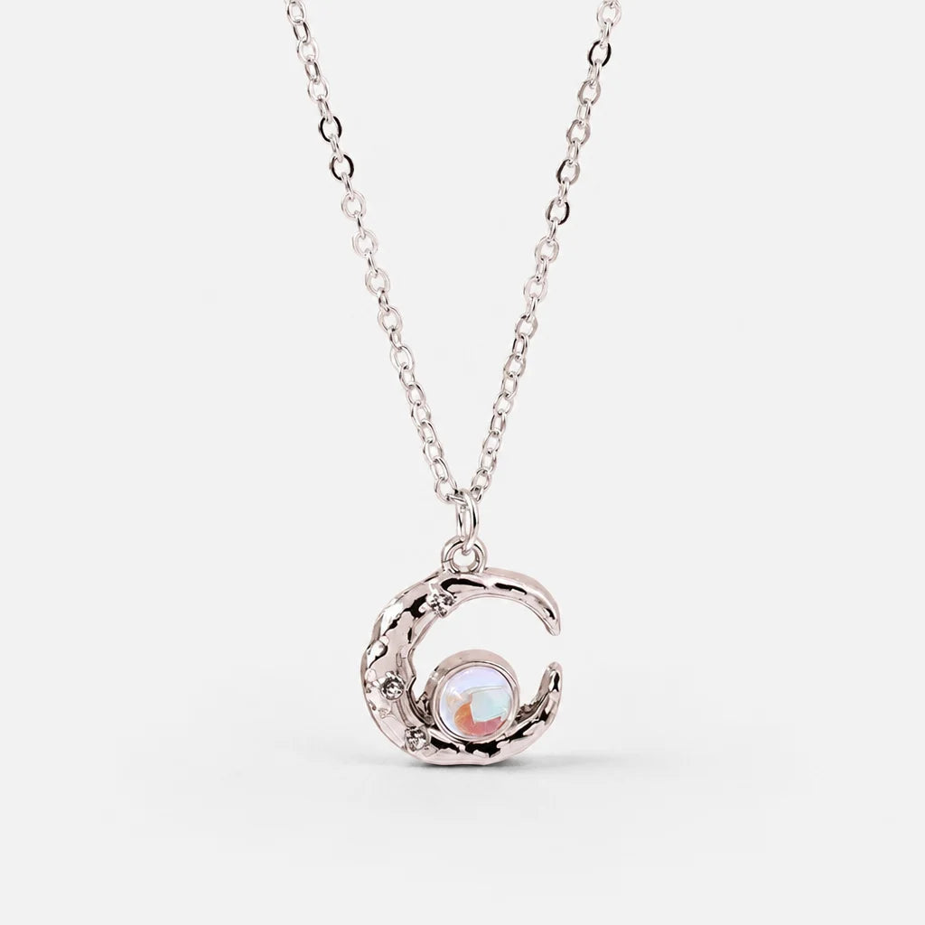 Moon Necklace With Crystal