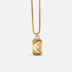 Moon Pendant Necklace Gold