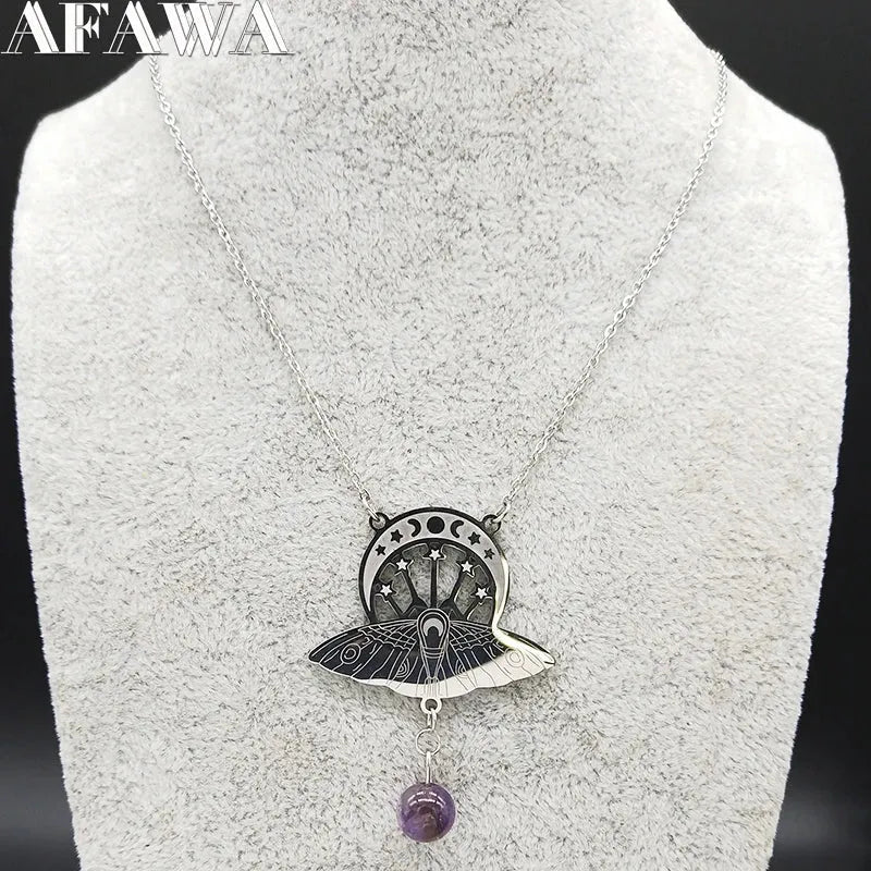 Moon Pendant Necklace Silver