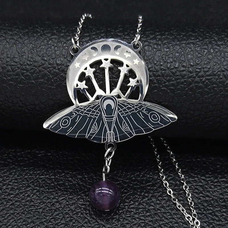 Moon Pendant Necklace Silver