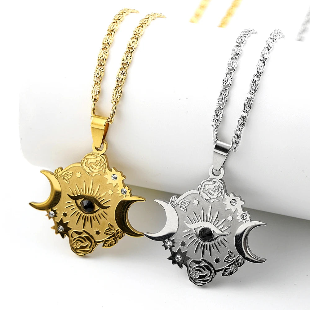 Moon Phase Necklace Gold