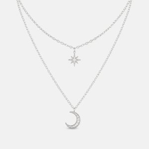 Real Silver Moon Necklace