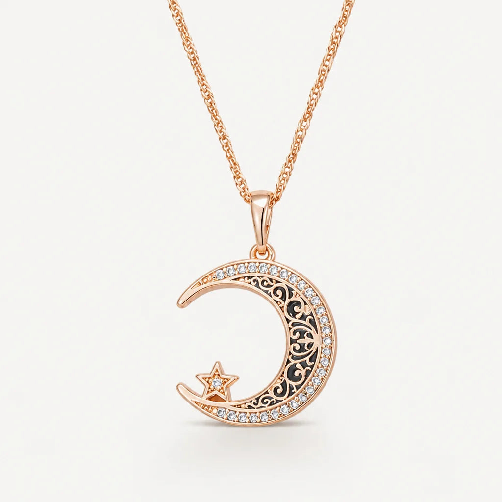 Rose Gold Moon Necklace