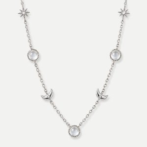 Silver Sun And Moon Necklace