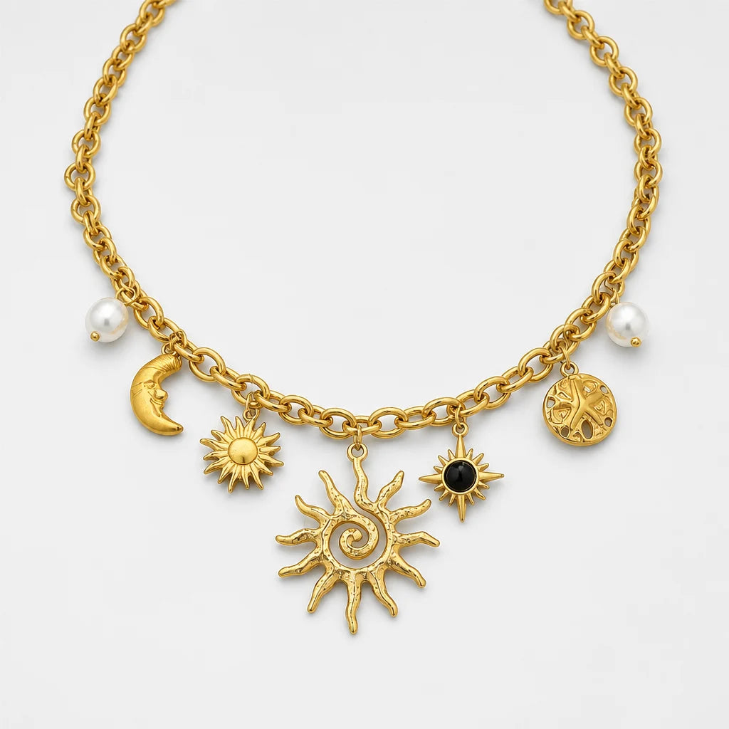 Sun And Moon Necklace Set